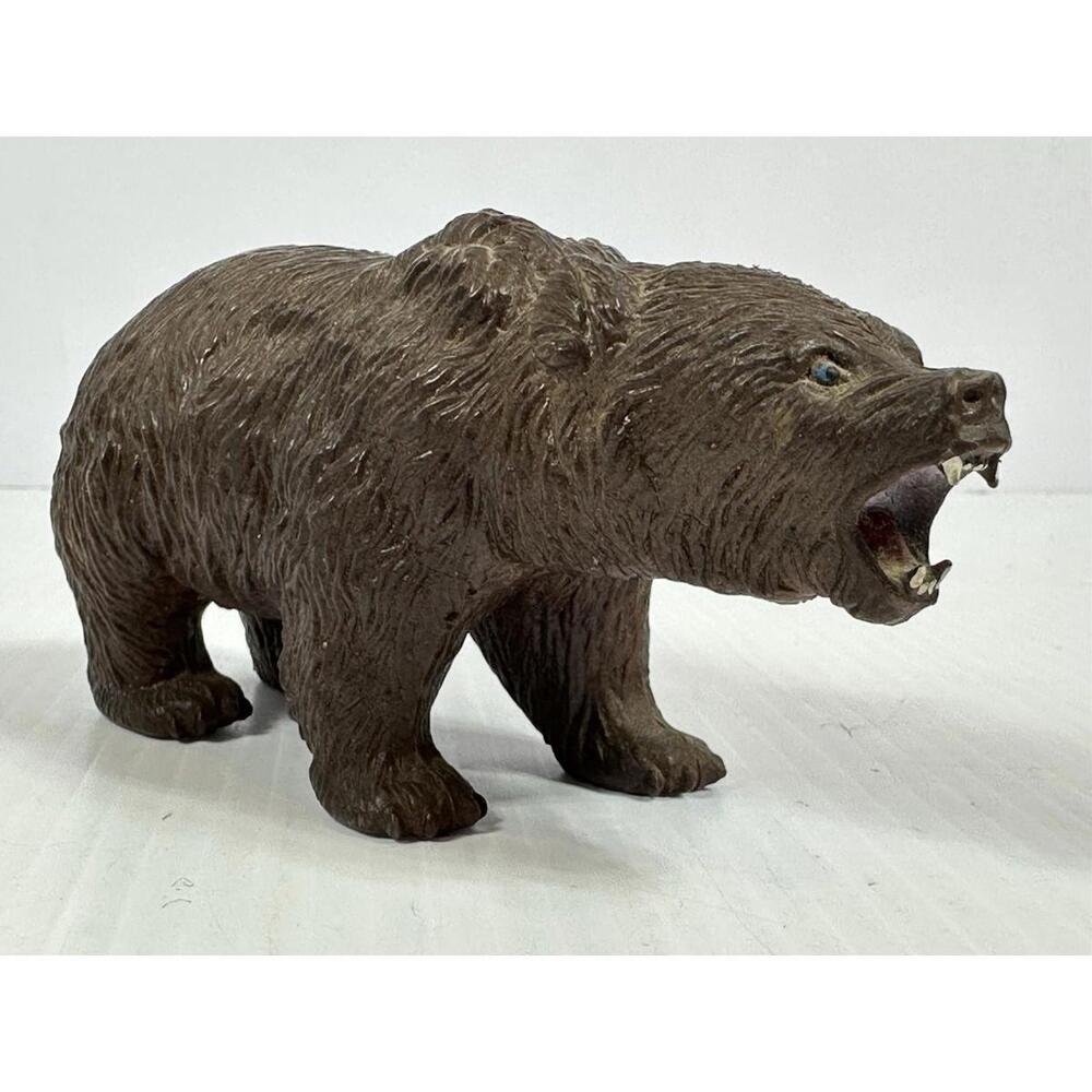 Vintage Brown Grizzly Bear Open Mouth PVC Figure‎ AAA 6" Hard Rubber Toy